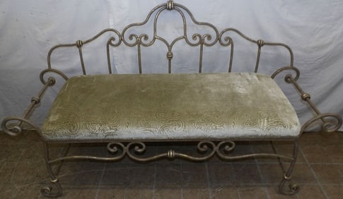 Painted Wrought Iron Bench