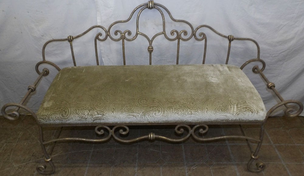 Painted Wrought Iron Bench (1 of 6)