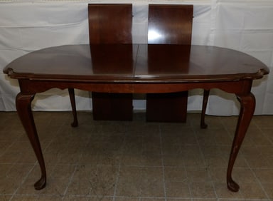 Cherry Queen Anne Style Dining Table with Two Leaves by Pennsylvania House