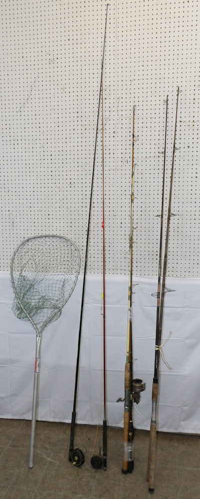 Lot Vintage Fishing Rods: Lot Vintage Fishing Rods. Up to 97" L ALL DESCRIPTIONS AND ANY CONDITION STATEMENT GIVEN BY LANGSTON AUCTION GALLERY ARE STRICTLY OPINIONS AND LANGSTON'S SHALL HAVE NO RESPONSIBILITY FOR ERRORS OR OMI