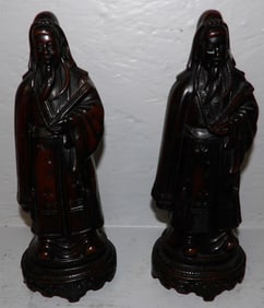Pair Resin Oriental Nobleman Figures