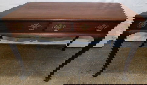 Mahogany Queen Anne Style Two Drawer Desk