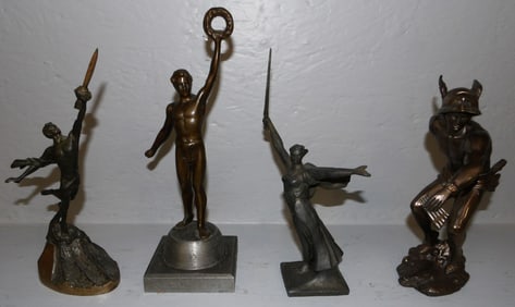 Bronze Sculpture, Two Metal Sculptures, & Resin Sculpture