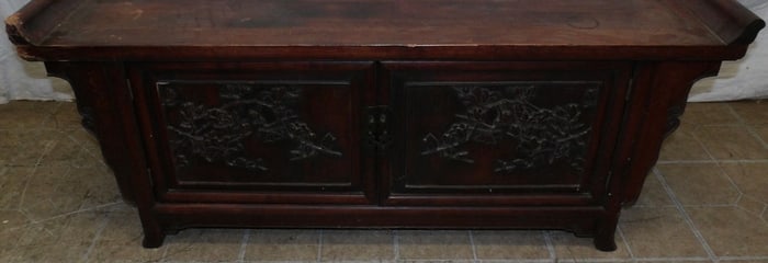 Chinese Teak Wood Low Cabinet