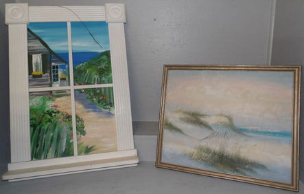Two Framed Oil On Canvas Beach Scenes
