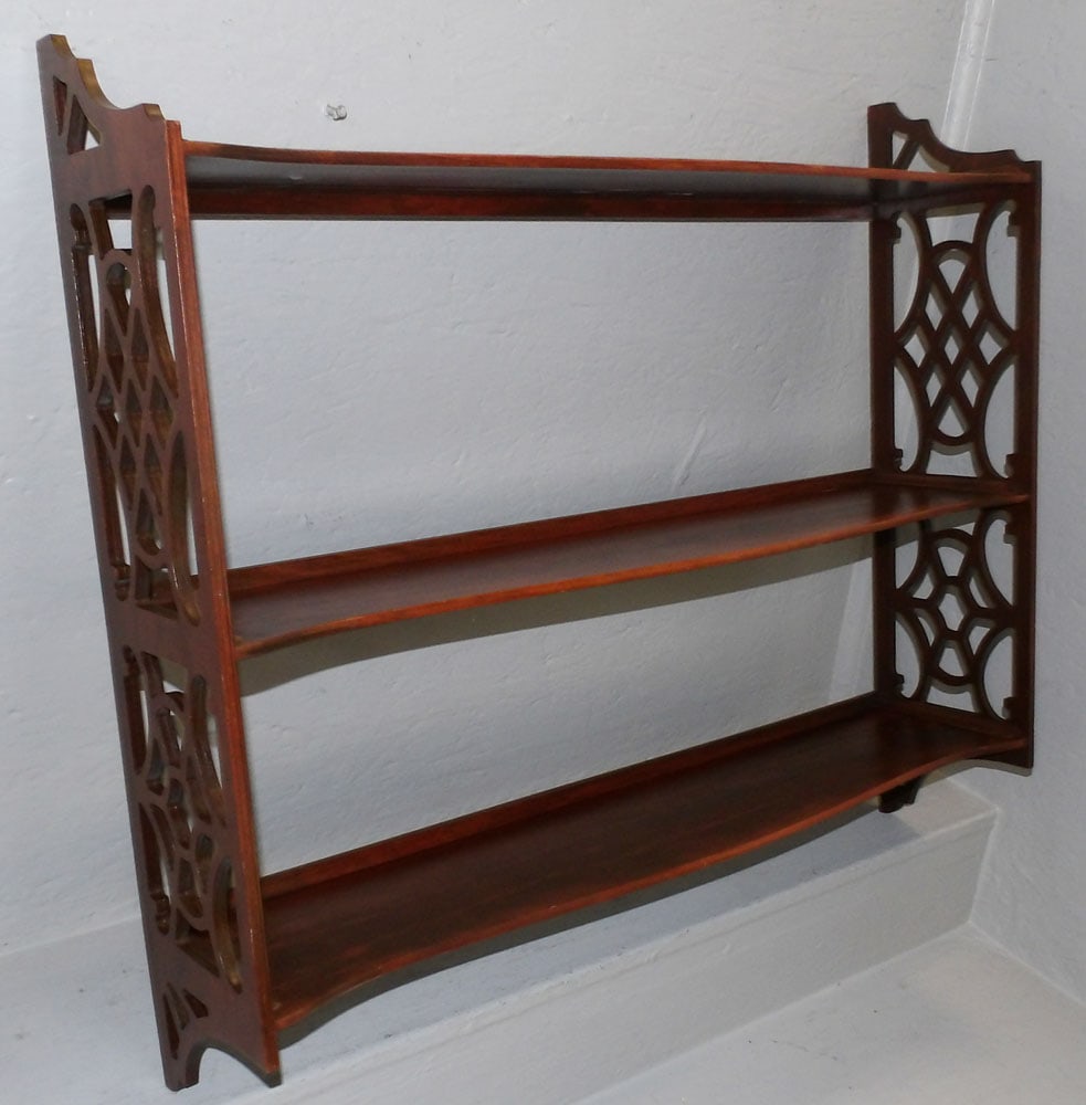 Mahogany Open Work Wall Shelf (1 of 2)