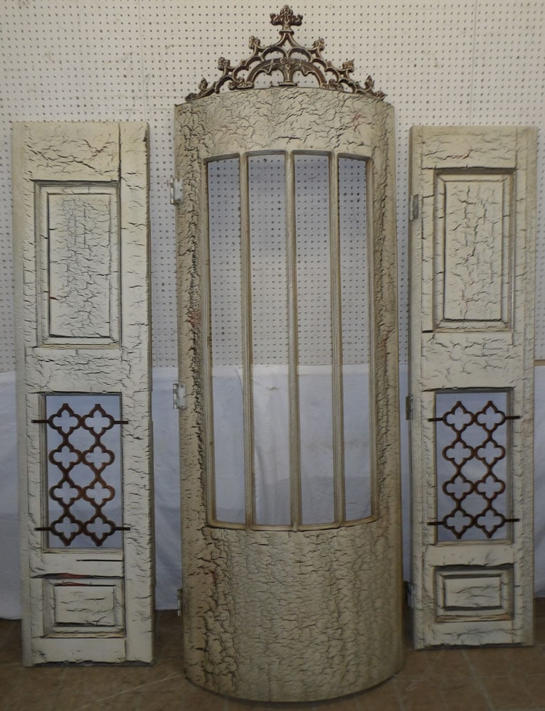 Painted Cast Iron & Wood Decorative Doors: Painted Cast Iron & Wood Decorative Doors. Up to 96" H 32 1/2" W ALL DESCRIPTIONS AND ANY CONDITION STATEMENT GIVEN BY LANGSTON AUCTION GALLERY ARE STRICTLY OPINIONS AND LANGSTON'S SHALL HAVE NO RESPO