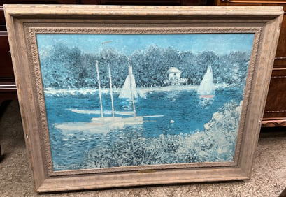 Framed Print On Canvas - Claude Monet "Bassin D Argenteuil"
