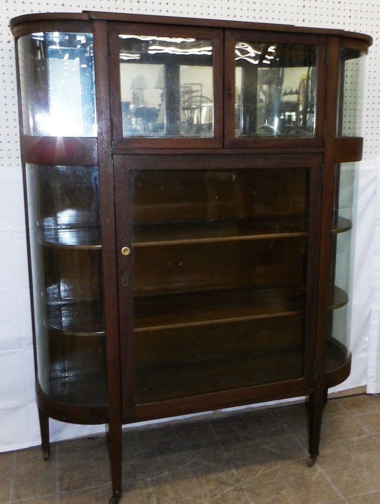 Antique Mahogany Mirror Back Glass Door China Cabinet (1 of 5)