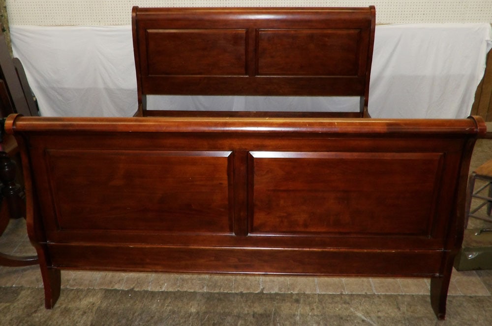 Cherry King Size Sleigh Bed With Rails (1 of 4)