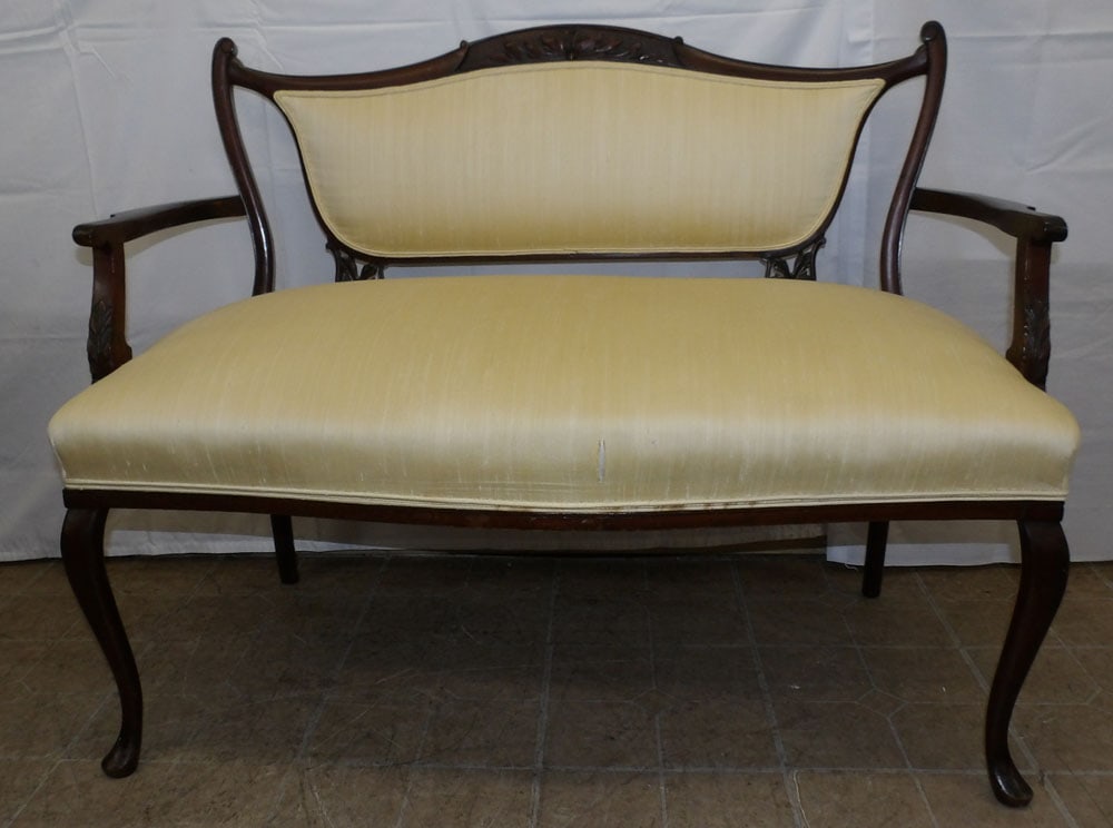 Mahogany Upholstered Bench (1 of 7)