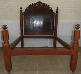 19th Century Mahogany Full Size Bed with Bolts & Rails