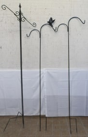 Three Metal Yard Bird Feeder Stands