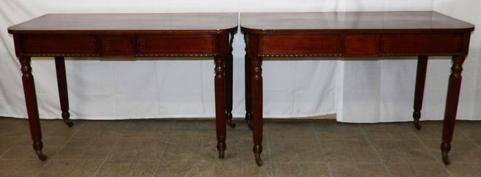 Pair of 19th Century Mahogany Inlaid Consoles