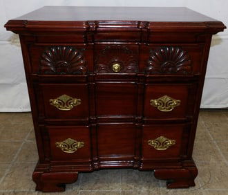 Mahogany Three Drawer Block Front Night Stand