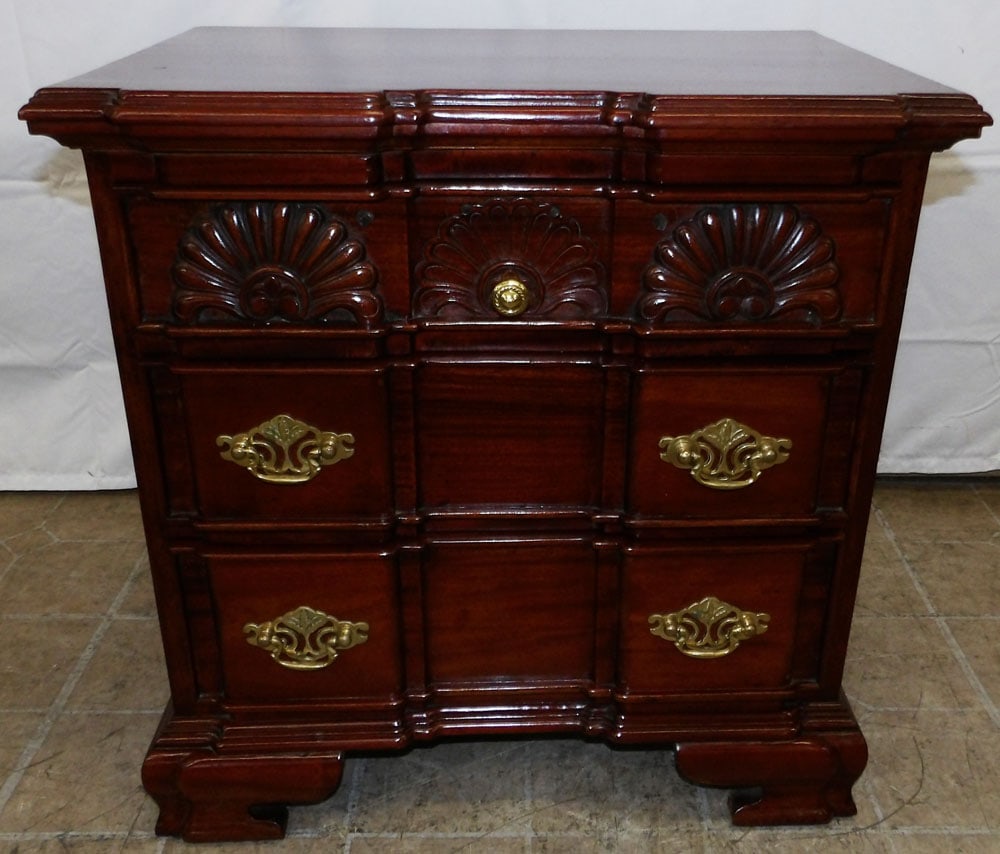 Mahogany Three Drawer Block Front Night Stand (1 of 4)