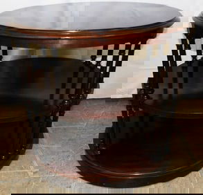 Mahogany Oval Banded Top Three Tier Stand