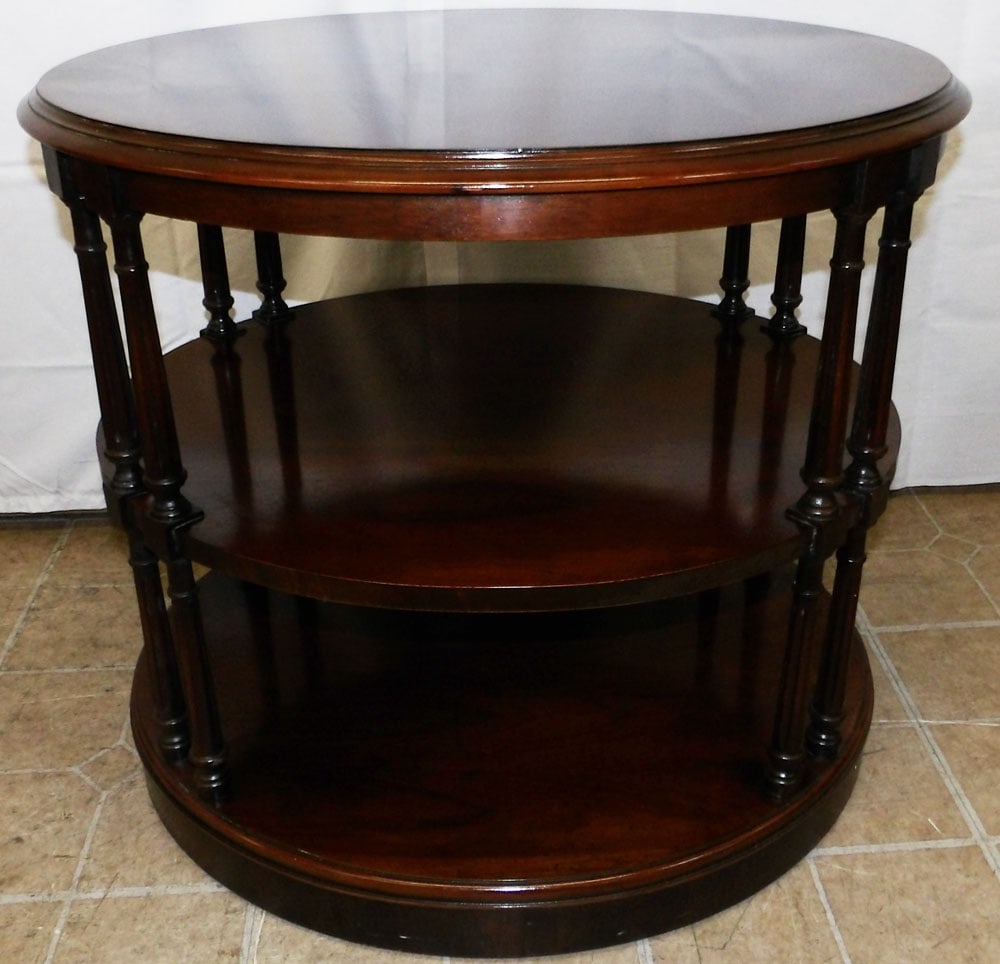 Mahogany Oval Banded Top Three Tier Stand (1 of 4)