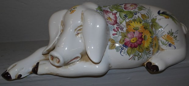 Paint Decorated Italian Porcelain Pig