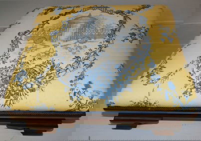 Upholstered Top Walnut Ottoman