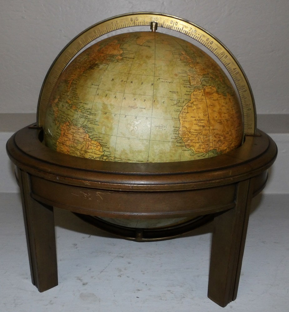 Antique 12" Weber Costello Globe on Mahogany Stand (1 of 4)