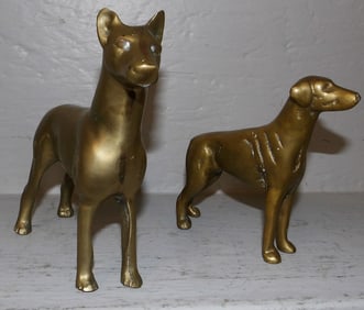 Two Brass Doberman Figures