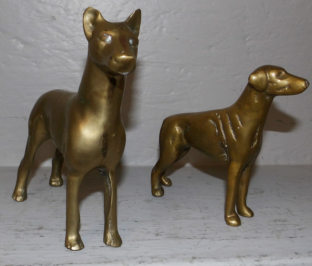 Two Brass Doberman Figures (1 of 2)