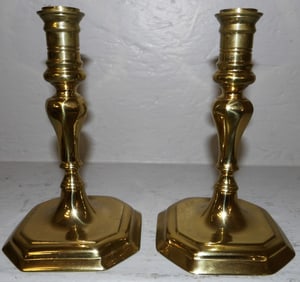 Pair of Brass Virginia Metalcrafters Candlesticks