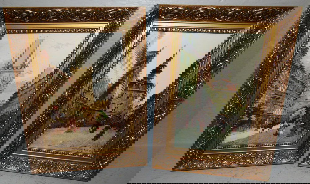 Pair of German Prints in Ornate Gilded Frames (1 of 7)