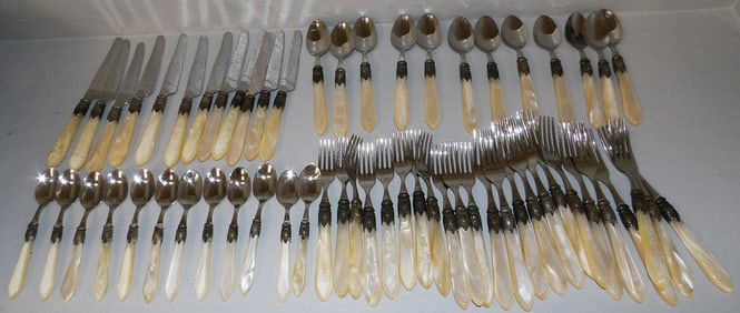 Twelve Place Setting Italian Bugatti Iridescent Finish Handle Flatware
