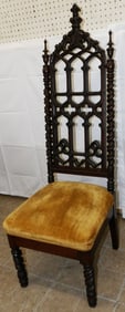 Carved Walnut Victorian Gothic Slipper Chair