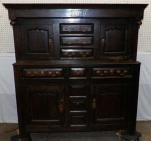 18th Century English Oak Two Part Court Cupboard