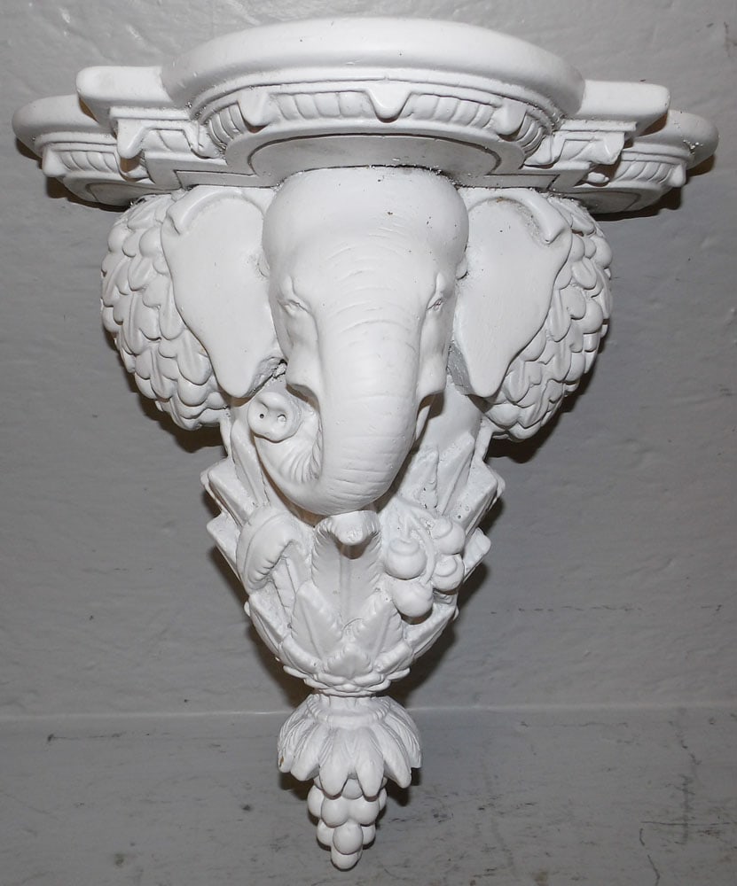 Painted Cast Concrete Elephant Form Wall Bracket (1 of 3)
