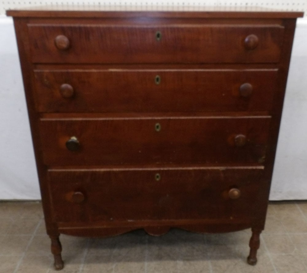 19th Century Cherry Four Drawer Chest (1 of 6)