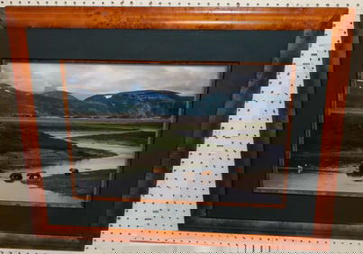 Burl Wood Framed Limited Edition Print of Bear Family by Jimmy Johnson