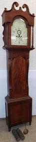 19th Century Cherry Painted Dial Grandfather Clock