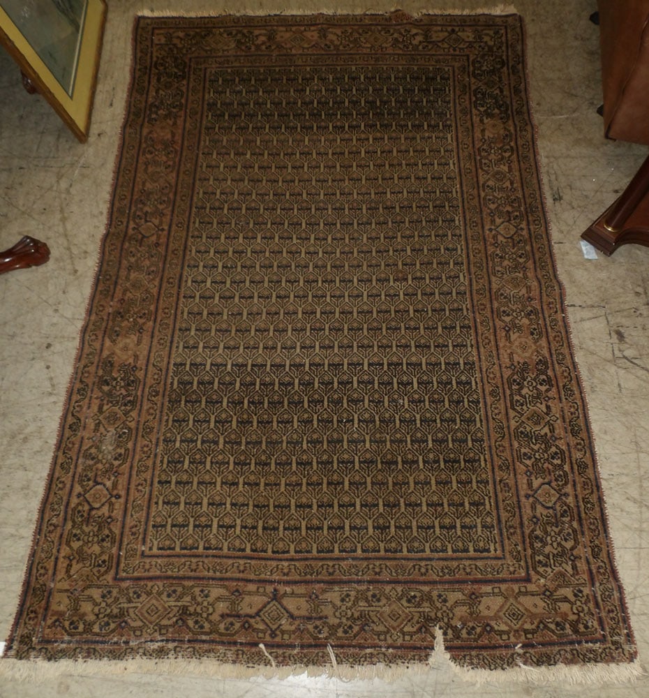 4' x 6' 5" Antique Hand Made Oriental Rug: 4' x 6' 5" Antique Hand Made Oriental Rug. ALL DESCRIPTIONS AND ANY CONDITION STATEMENT GIVEN BY LANGSTON AUCTION GALLERY ARE STRICTLY OPINIONS AND LANGSTON'S SHALL HAVE NO RESPONSIBILITY FOR ERRORS O
