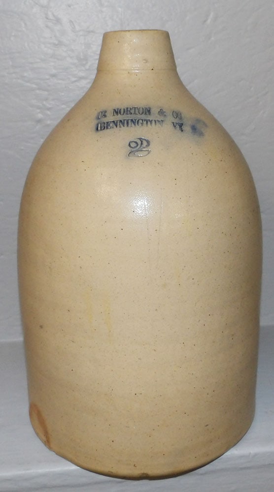 Antique Two Gallon Stoneware Whisky Jug Signed V. Norton Bennington, VT (1 of 3)
