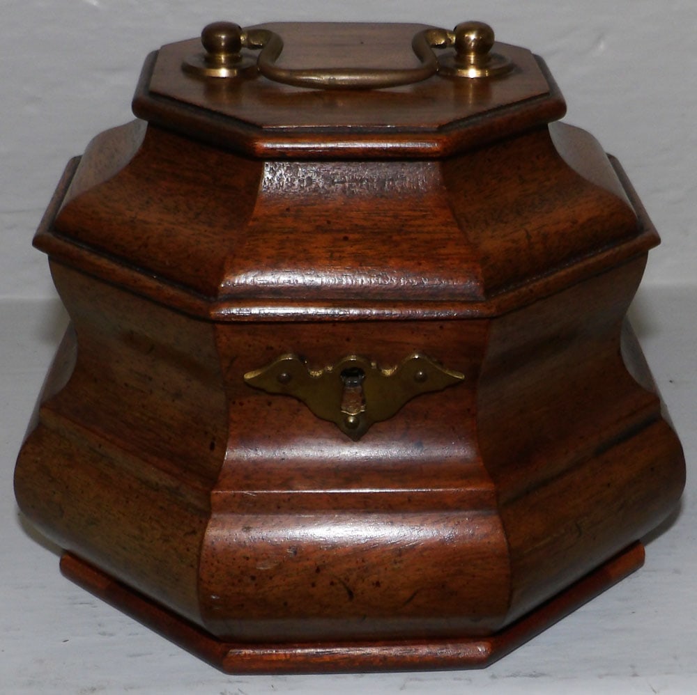 Mahogany Tea Caddy by Henkel Harris: Mahogany Tea Caddy by Henkel Harris. ALL DESCRIPTIONS AND ANY CONDITION STATEMENT GIVEN BY LANGSTON AUCTION GALLERY ARE STRICTLY OPINIONS AND LANGSTON'S SHALL HAVE NO RESPONSIBILITY FOR ERRORS OR OMIS