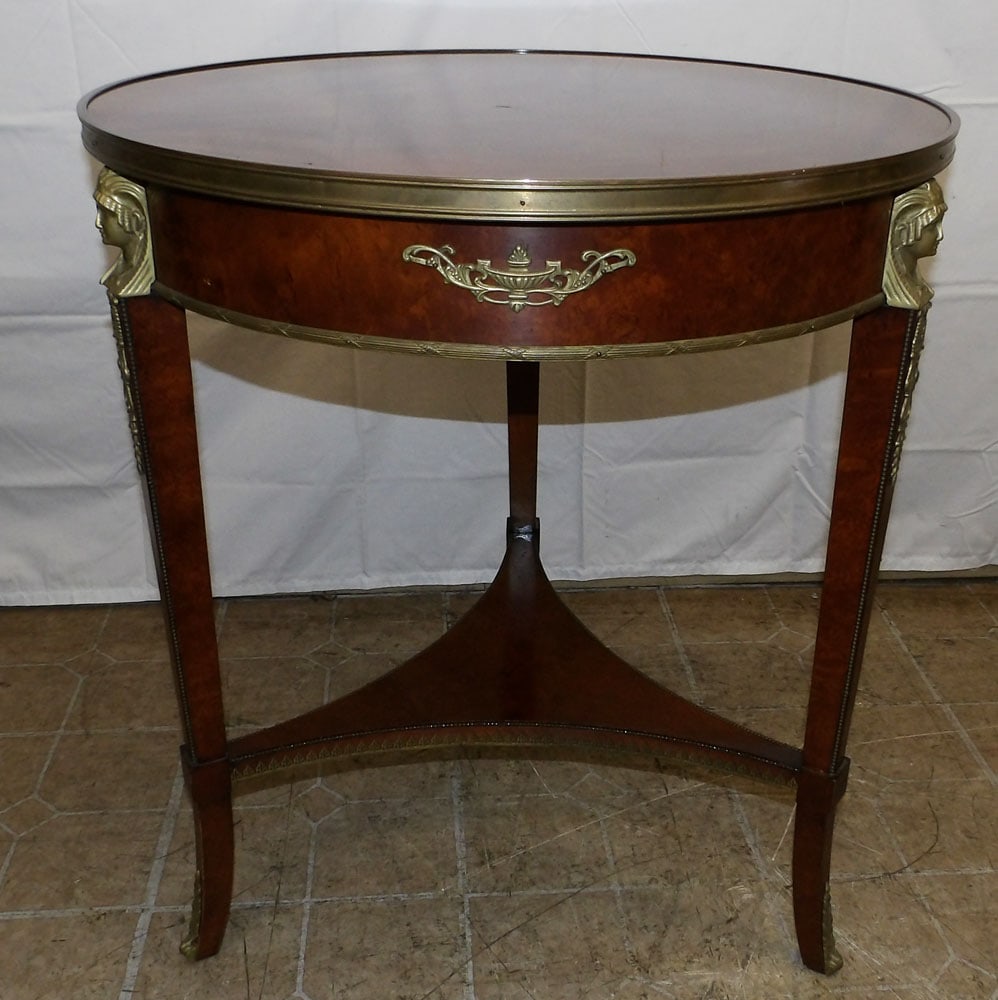 Antique French Burl Walnut Lamp Table with Bronze Ormolu (1 of 7)