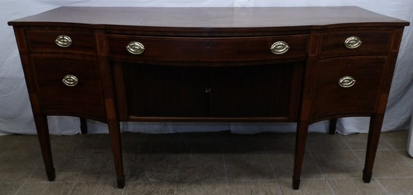 19th Century Mahogany Bow Front Sideboard with Cellarette Drawer