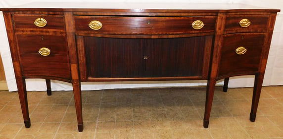 19th Century Mahogany Bow Front Sideboard with Cellarette Drawer