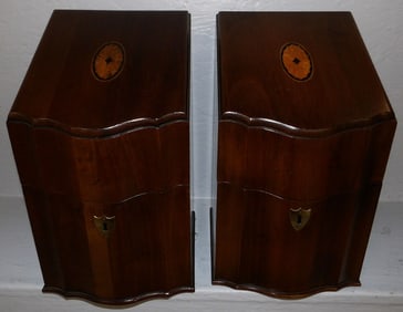 Pair of Mahogany Inlaid Knife Boxes