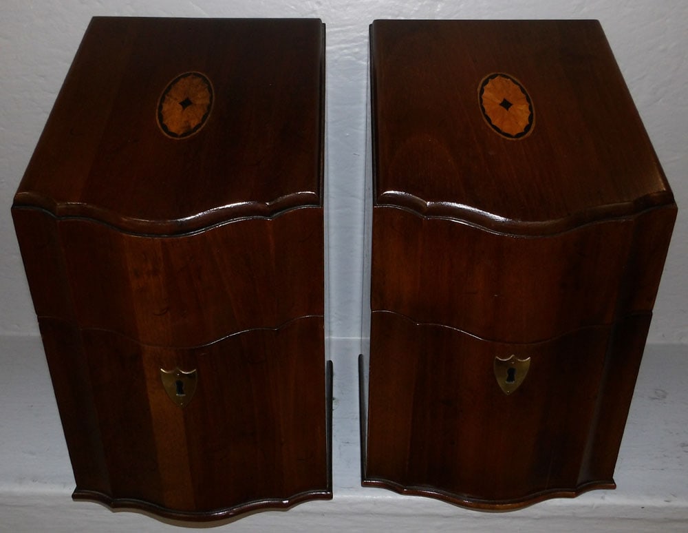 Pair of Mahogany Inlaid Knife Boxes (1 of 5)