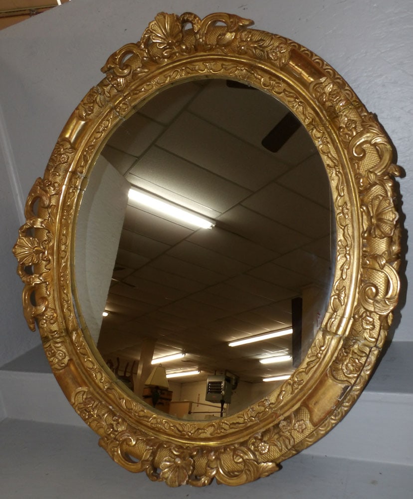 19th Century Gilded Frame Oval Mirror (1 of 5)