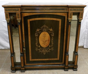 19th Century Burled Walnut & Ebonized Console with Bronze Ormolu