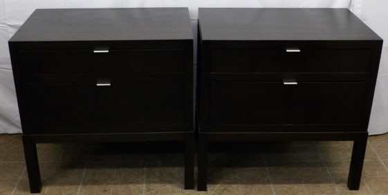 Pair of Modern Mahogany Two Drawer Bed Side Stands