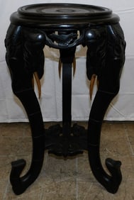 Antique Oriental Carved Wood Elephant Form Plant Stand