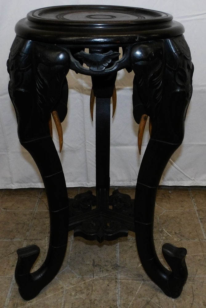 Antique Oriental Carved Wood Elephant Form Plant Stand (1 of 4)