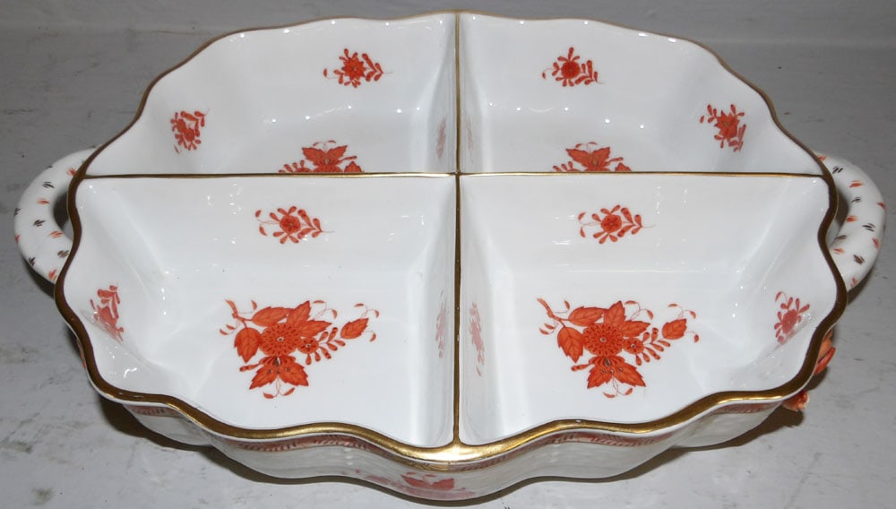 Herend Porcelain Two Handle Divided Dish (1 of 5)